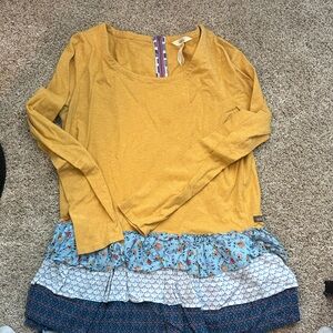 Matilda Jane Mustard and Blue Layered Top